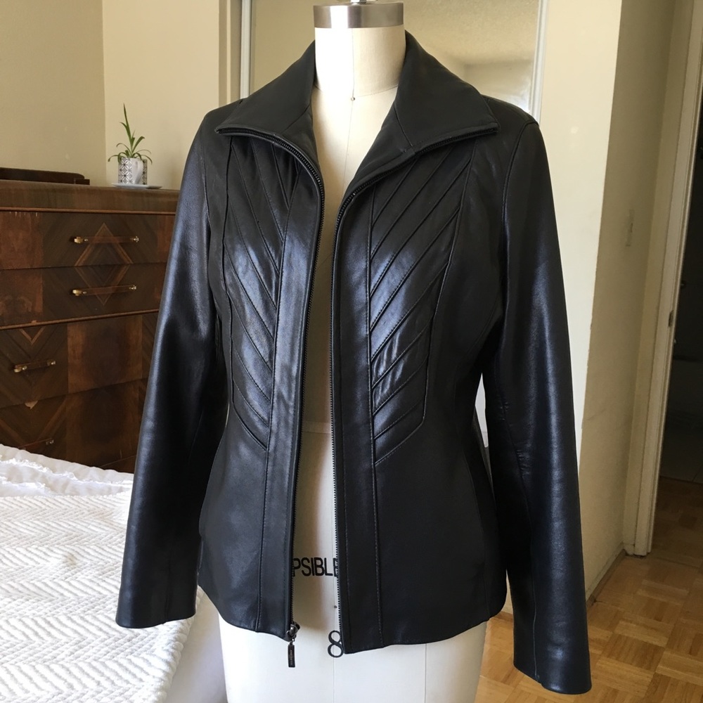 Jones New York Black Leather Jacket, Small